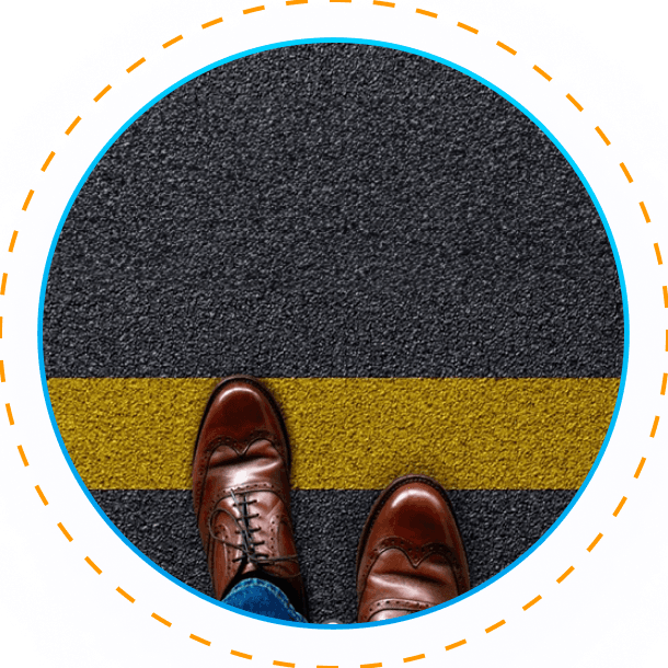 AM InfoWeb visual showing a person standing at a decision line, representing readiness for the next step in business growth.